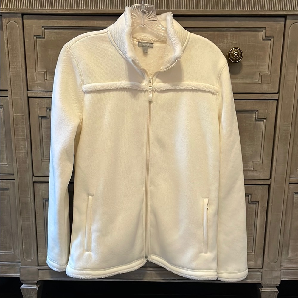 T‎ by Talbots off white Cream Fleece Jacket size small